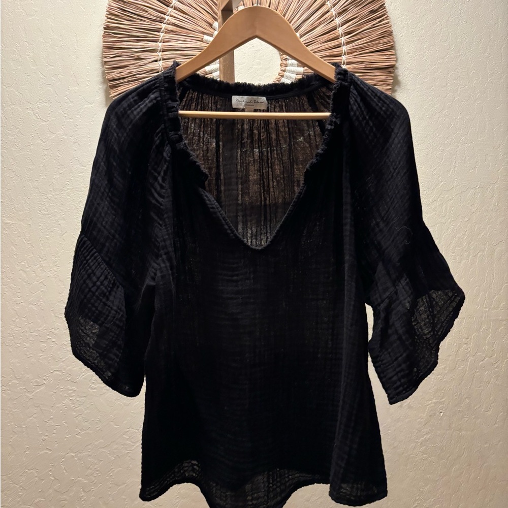 Michael Stars Midnight Textured Blouse